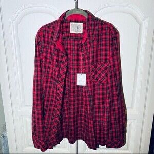 NWT, Victoria’s Secret Plaid Pajama‎ Top w/Long Sleeves, Size XL, Red*